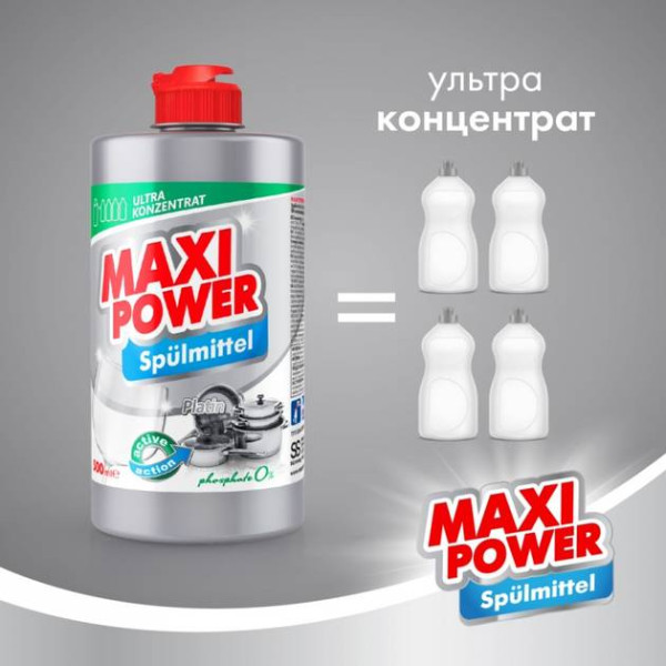 Фото - Средство для ручного мытья посуды Maxi Power Платинум 500 мл (4823098411949)