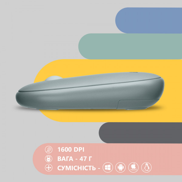 Фото - Мышь беспроводная 2E MF300 Silent WL BT Ashen Green (2E-MF300WGN)
