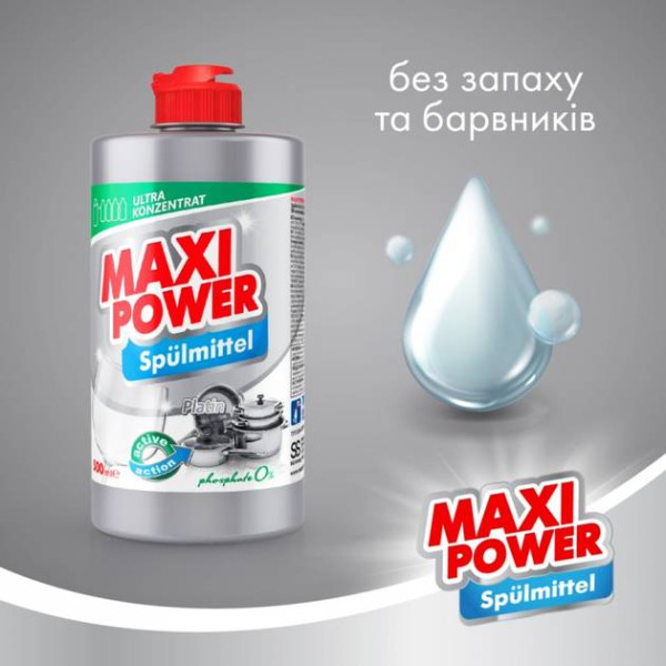 Фото - Средство для ручного мытья посуды Maxi Power Платинум 500 мл (4823098411949)