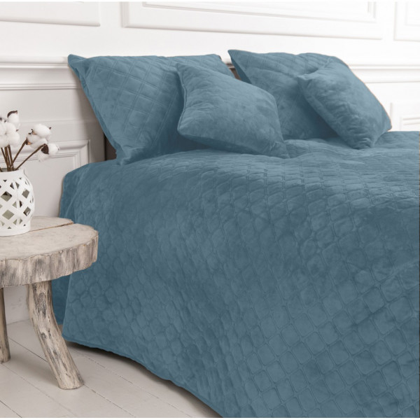 Фото - Покрывало двуспальное ТЕП Velour 180х240 см Синий/Ромб круглый (4-00516_22873)