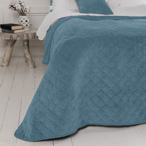 Фото - Покрывало двуспальное ТЕП Velour 180х240 см Синий/Ромб круглый (4-00516_22873)