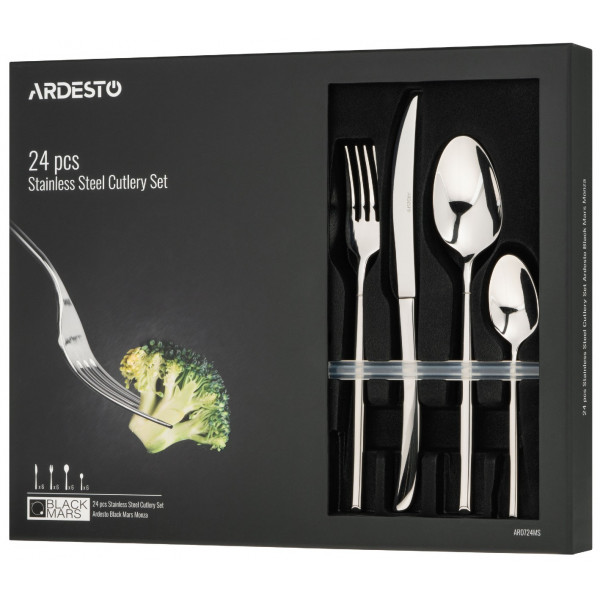 Фото - Набор столовых приборов Ardesto Black Mars Monza 24 пр. (AR0724MS)