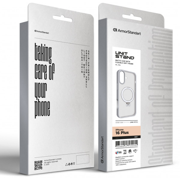 Фото - Чехол для смартфона Armorstandart Unit Stand for Apple iPhone 16 Plus Grey (ARM78731)