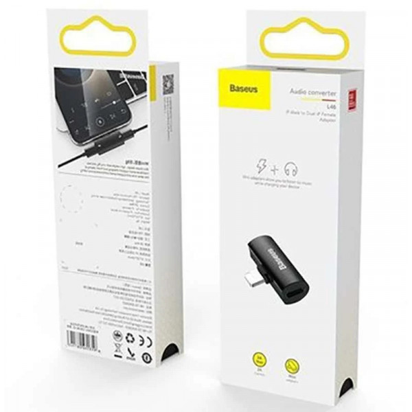 Фото - Переходник Baseus L46 Lightning (1 Male/2 Female) (CAL46-01) Black
