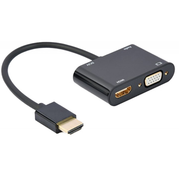 Фото - Переходник Cablexpert HDMI-HDMI/VGA+3,5 0.15m (A-HDMIM-HDMIFVGAF-01)