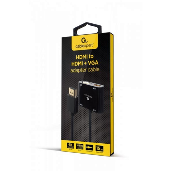 Фото - Переходник Cablexpert HDMI-HDMI/VGA+3,5 0.15m (A-HDMIM-HDMIFVGAF-01)