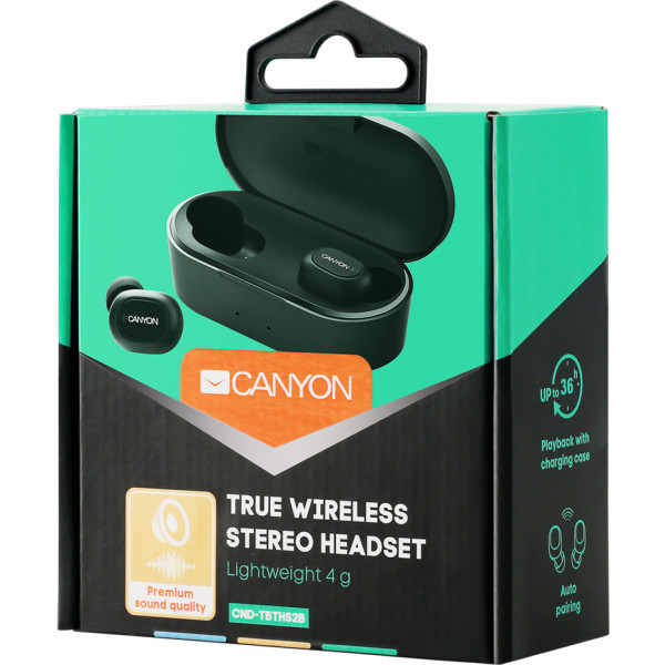 Фото - Наушники вкладыши беспроводные Canyon CND-TBTHS2B Black