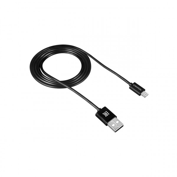 Фото - Кабель синхронизации данных Canyon Lightning USB for Apple 1m Black (CNE-CFI1B)
