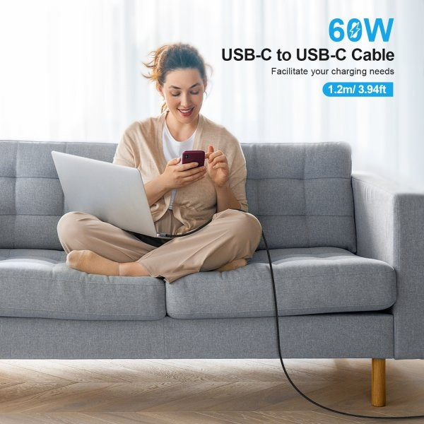 Фото - Кабель синхронизации данных Choetech USB 2.0 C-тато/C-тато 1.2m (XCC-1014-BK)