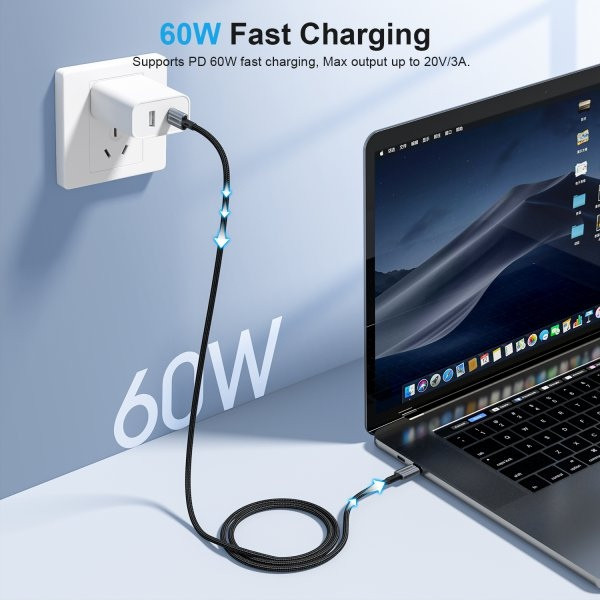 Фото - Кабель синхронизации данных Choetech USB 2.0 C-тато/C-тато 1.2m (XCC-1014-BK)