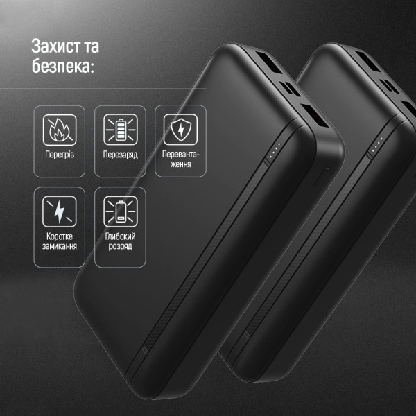 Фото - Батарея мобильная Colorway 20000 Ah Portable Charger USB QC3.0 + USB-C PD22.5W Black (CW-PB200LPB4BK-PD)