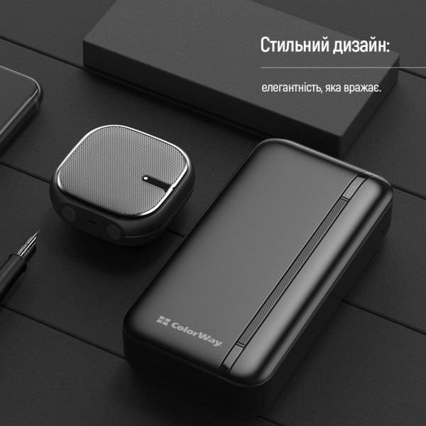 Фото - Батарея мобильная Colorway 20000 Ah Portable Charger USB QC3.0 + USB-C PD22.5W Black (CW-PB200LPB4BK-PD)