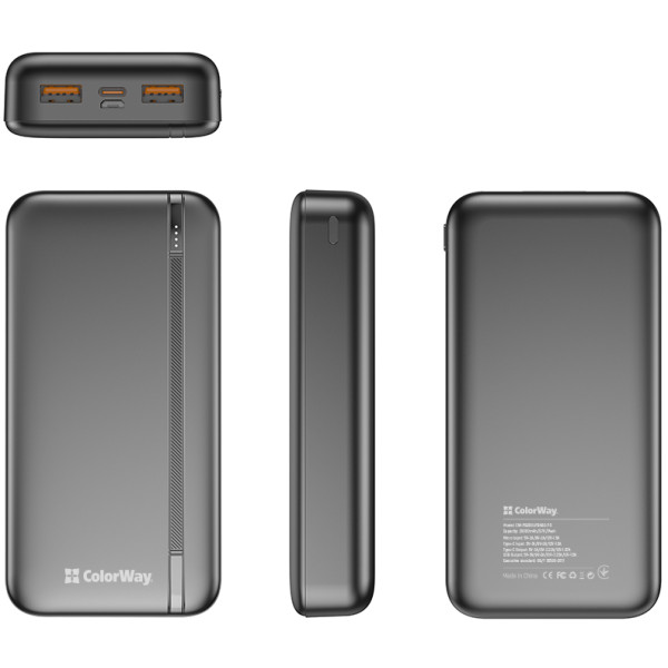 Фото - Батарея мобильная Colorway 20000 Ah Portable Charger USB QC3.0 + USB-C PD22.5W Black (CW-PB200LPB4BK-PD)