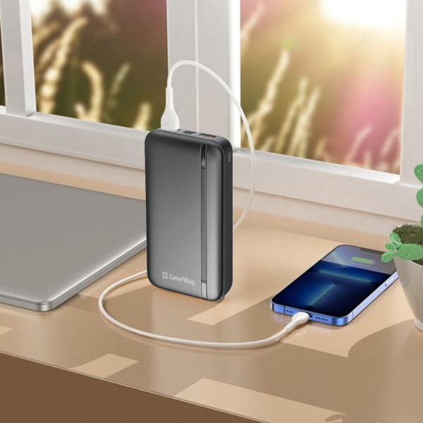 Фото - Батарея мобильная Colorway 20000 Ah Portable Charger USB QC3.0 + USB-C PD22.5W Black (CW-PB200LPB4BK-PD)