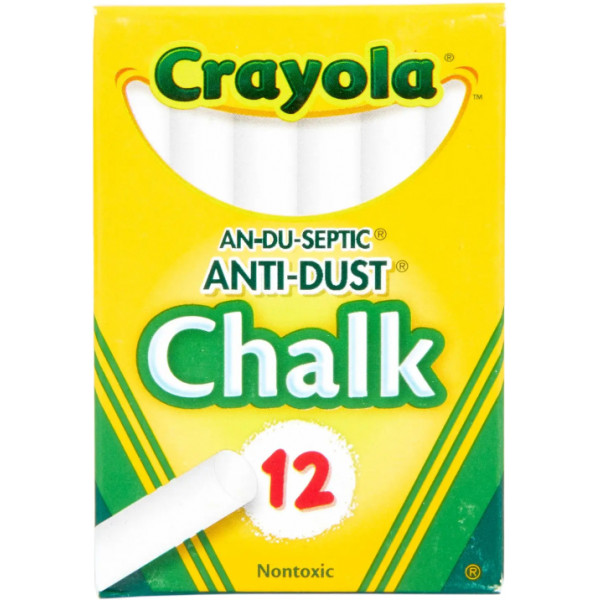 Фото - Набор мелков Crayola белых антипыль, 12 шт (256236.048)