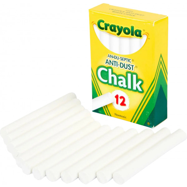 Фото - Набор мелков Crayola белых антипыль, 12 шт (256236.048)
