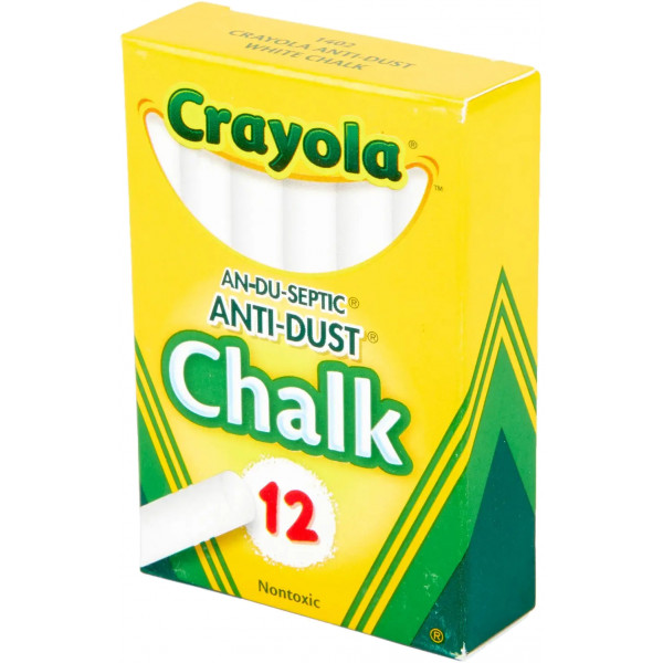 Фото - Набор мелков Crayola белых антипыль, 12 шт (256236.048)