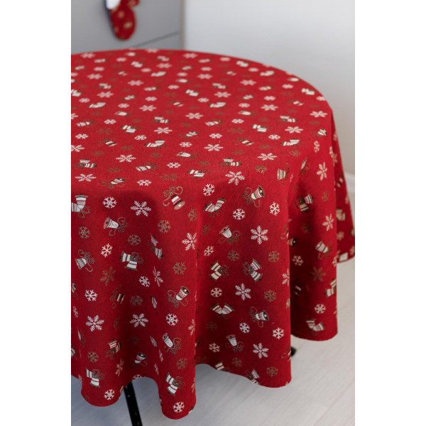 Фото - Скатерть круглая Прованс Колокольчики на красном D136 см (036868)