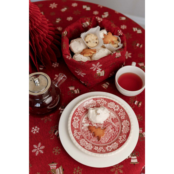 Фото - Скатерть круглая Прованс Колокольчики на красном D136 см (036868)