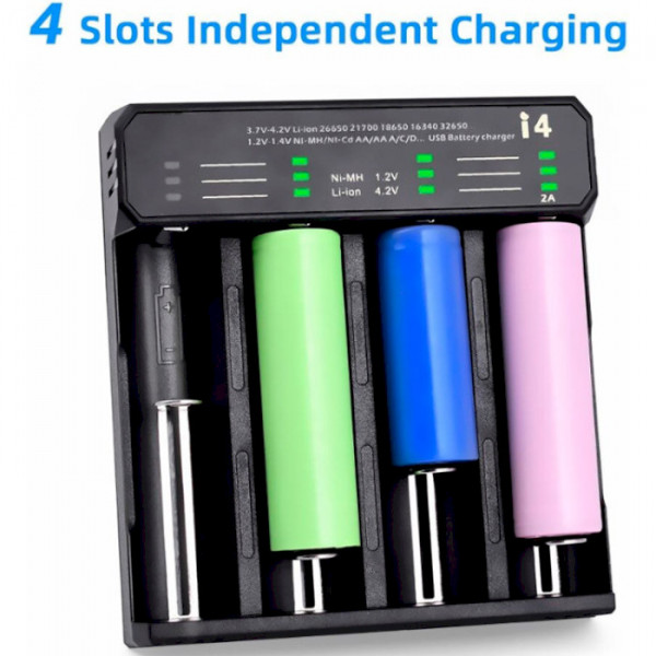 Фото - З/устройство для аккумуляторов AA/AAA Essager for 4 LED Black (ECDQ-I401)