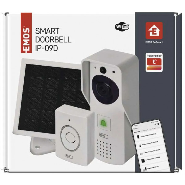 Фото - Беспроводной дверной звонок EMOS видеозвонок H4030 GoSmart на аккумуляторе с Wi-Fi и солнечной панелью