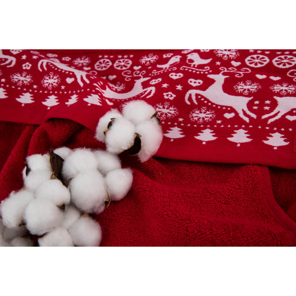 Фото - Полотенце для рук GM Textile новогодние зверюшки красный 40х70
