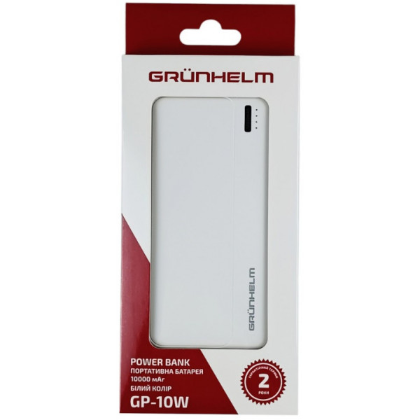 Фото - Батарея мобильная Grunhelm 10.000 mAh White (GP-10W)