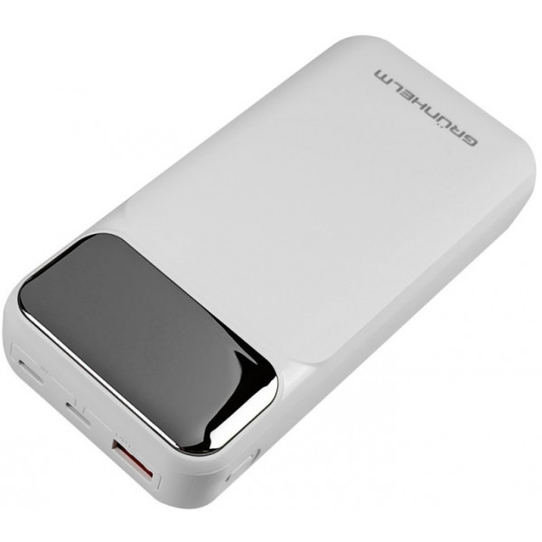Фото - Батарея мобильная Grunhelm 20.000 mAh White быстрая зарядка 22.5W (GP-20WQC)