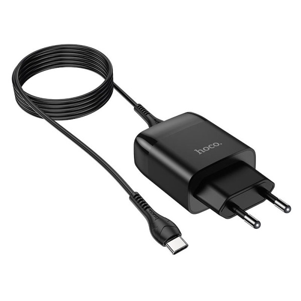 Фото - Сетевое зарядное устройство HOCO C72Q QC3.0 charger set(Type-C) 18W Black (6931474732545)