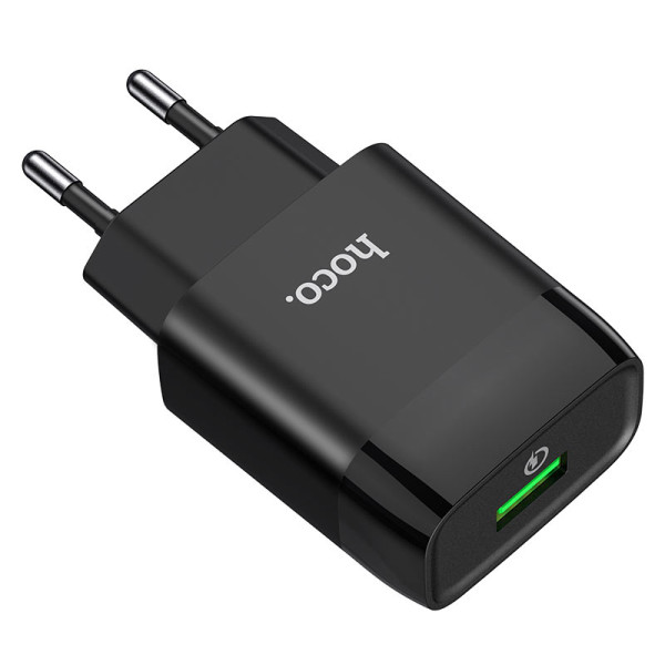 Фото - Сетевое зарядное устройство HOCO C72Q QC3.0 charger set(Type-C) 18W Black (6931474732545)