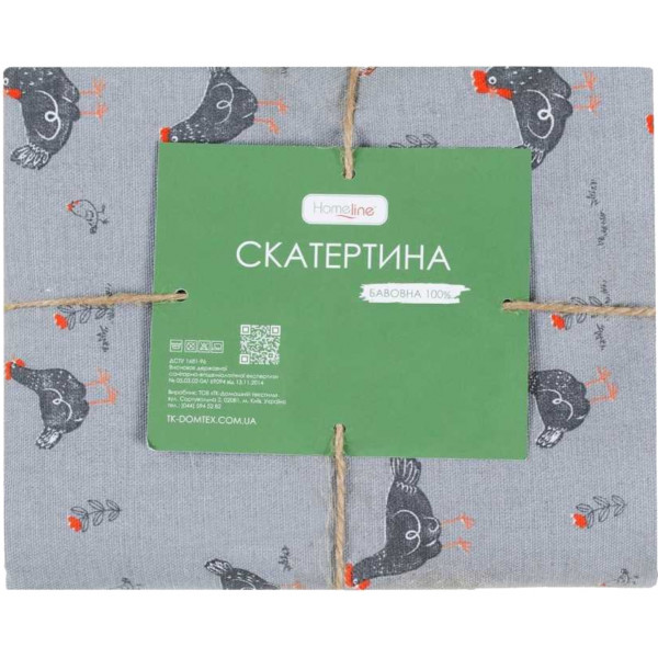 Фото - Скатерть прямоугольная Home Line 120Х150 Полупанама прогулка с цыплятами серый (183919)