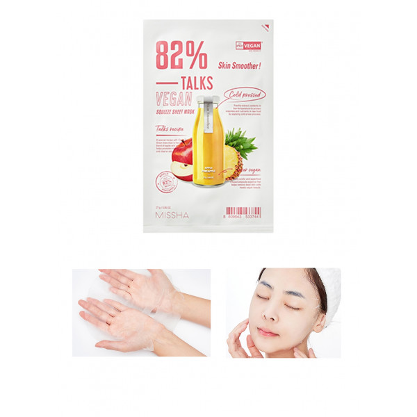Фото - Маска для лица Missha Talk Vegan Squeeze Skin Smoother Тканевая 27 г (8809643533744)