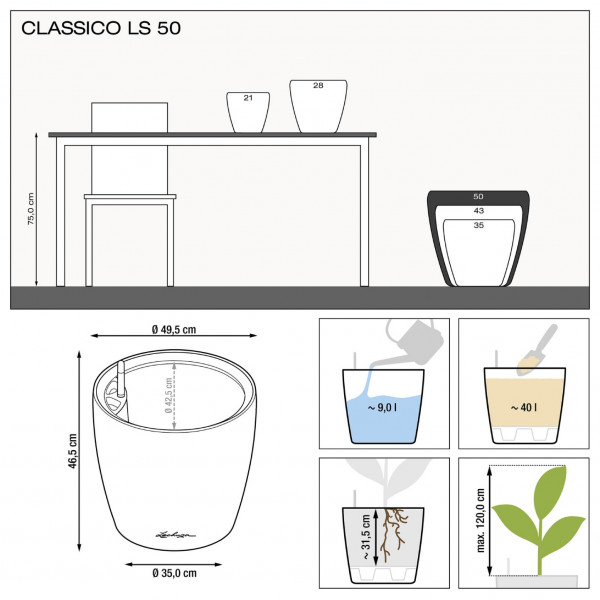 Фото - Вазон Lechuza Classico Premium LS 50 d50xh47 Серо-коричневый 16105