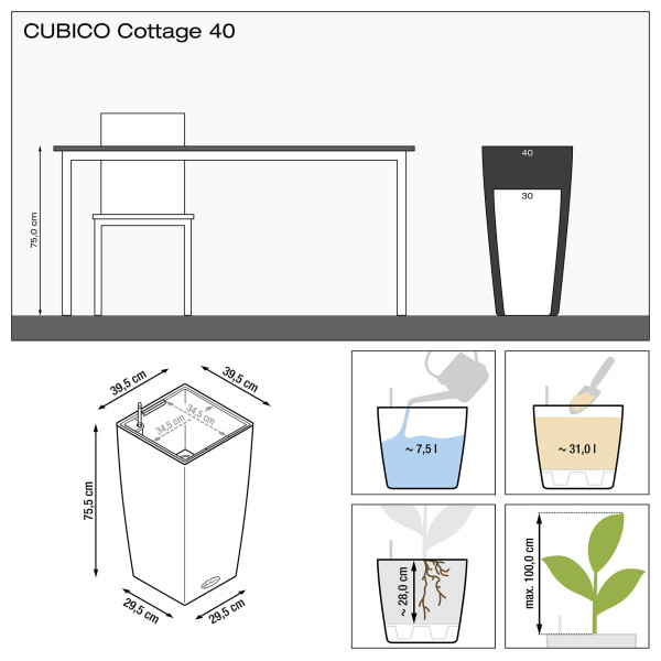 Фото - Вазон Lechuza CUBICO Cottage 40 песочно-коричневый 15288