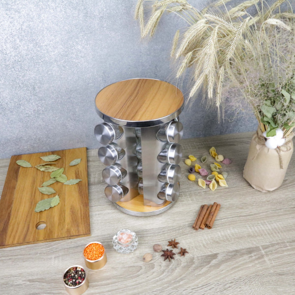 Фото - Набор емкостей для специй и приправ Love You Home на подставке, крутящейся 16 ед. (61032)