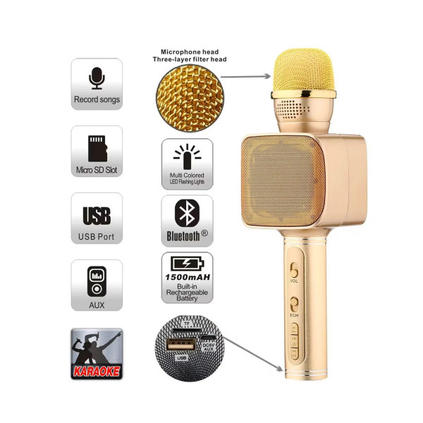 Фото - Микрофон вокальный беспроводной Magic Karaoke YS-68 Gold