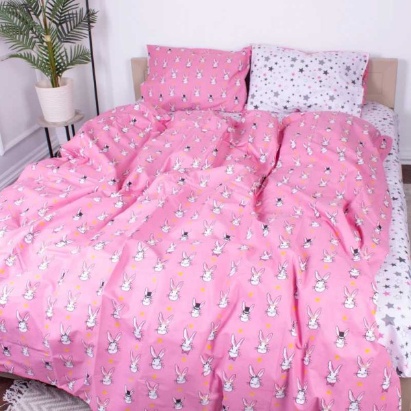 Фото - Комплект постельного белья детский MirSon Бязь 17-0528 Bunnies pink (2200003671711)