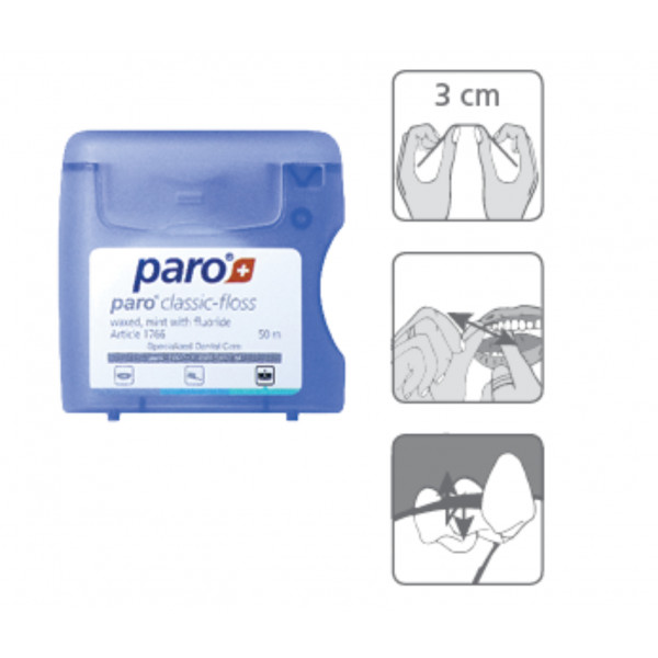 Фото - Зубная нить Paro Swiss paro classic floss, вощеная, 50 м (7.1766)