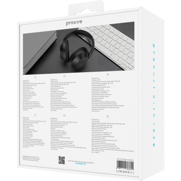Фото - Наушники полноразмерные беспроводные Proove Player with ANC black (HPPY00010001)