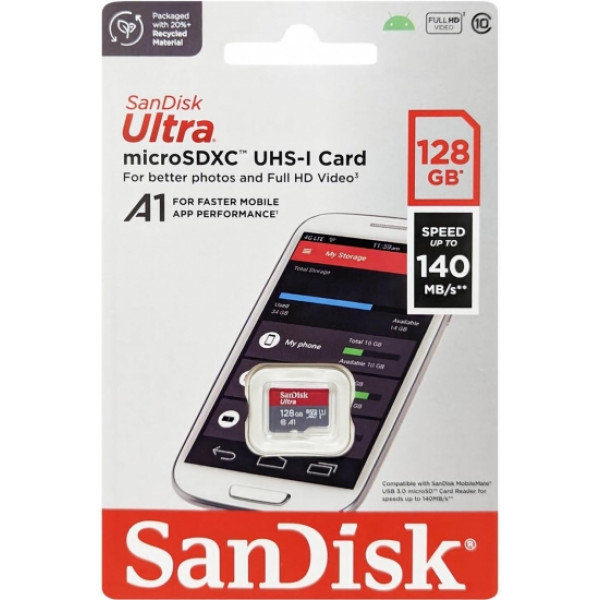 Фото - Карта памяти SanDisk Ultra microSD 128GB C10 UHS-I (SDSQUAB-128G-GN6MN)