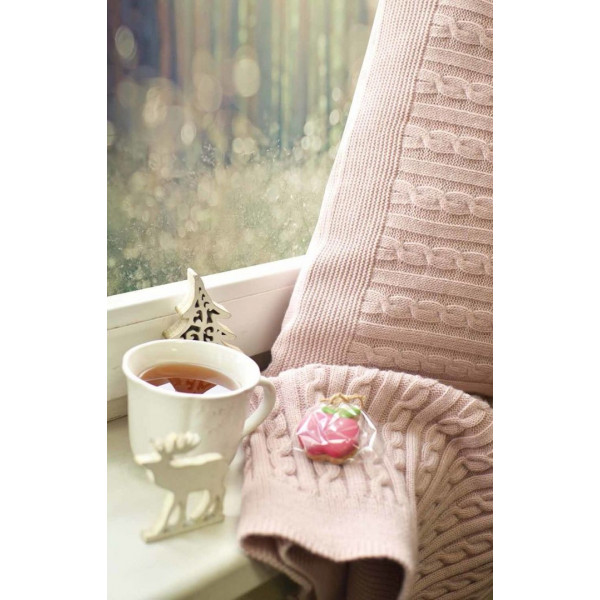 Фото - Плед евро SOFT косы Пудра 220х240 (013908)