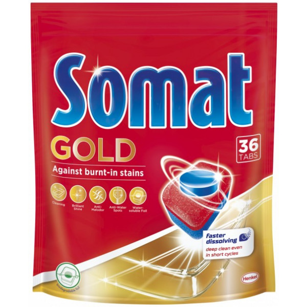 Фото - Таблетка для посудомоечной машины Somat Gold 36 шт. (9000101320930) Фото - Таблетка для посудомоечной машины Somat Gold 36 шт. (9000101320930)