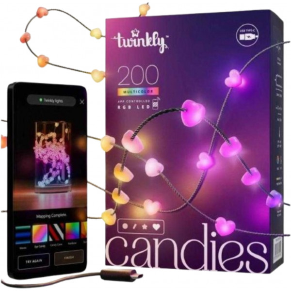 Фото - Гирлянда фигурная Twinkly Candies Heart RGB 200 IP20 12м USB-C (TWKH200RGB-G)