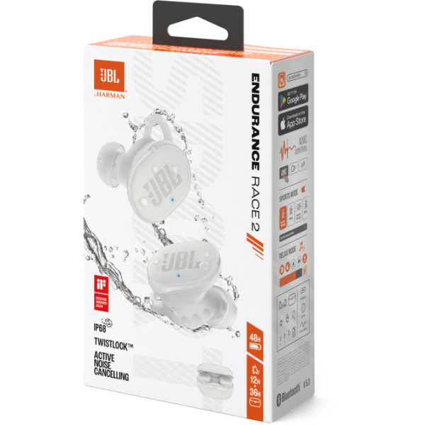 Фото - Наушники вкладыши беспроводные TWS JBL Endurance Race 2 White (JBLENDURACE2WHT)