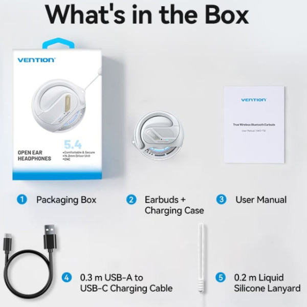 Фото - Наушники вкладыши беспроводные TWS Vention OpenBeat O12 White (NBUW0)