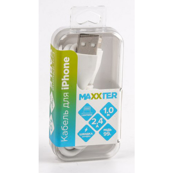 Фото - Кабель синхронизации данных Maxxter USB-Lightning 1м White (UB-L-USB-01W)