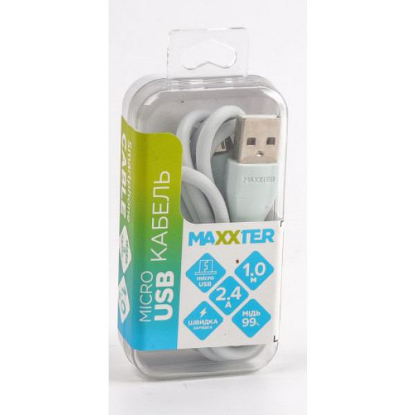 Фото - Кабель синхронизации данных Maxxter USB-microUSB 1м Grey (UB-M-USB-01MG)