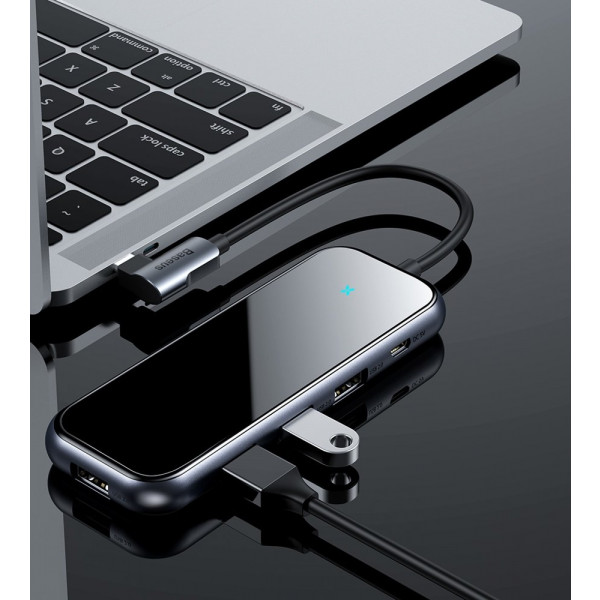 Фото - Хаб USB Baseus Multi-Functional Type-C to 4xUSB 2.0 Deep Gray (CAHUB-JZ0G)
