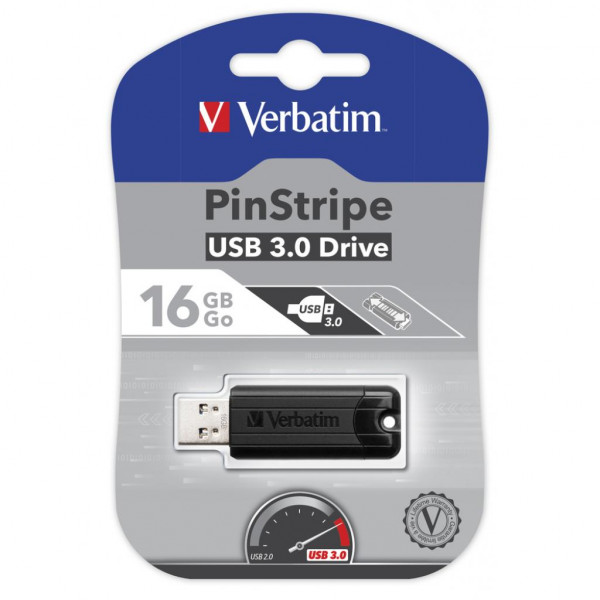 Фото - Флеш USB Verbatim 16GB PinStripe Black USB 3.0 (49316)
