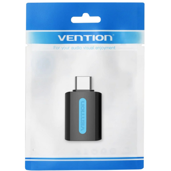 Фото - Переходник Vention USB 2.0 Type-C - USB AF (OTG) Black PVC (CDTB0)